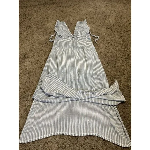 Womens Maxi Dress Ruffles Sleeveless Vneck Summer Spring Beach Coastal MEDIUM - Picture 7 of 12